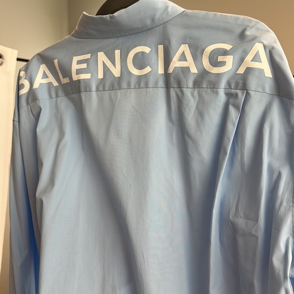 Men’s Balenciaga button down shirt blue new with tags 40 - Picture 4 of 4